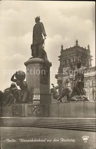 Berlin Bismarck Denkmal vor dem Reichstag Statue Skulptur Kat. Berlin