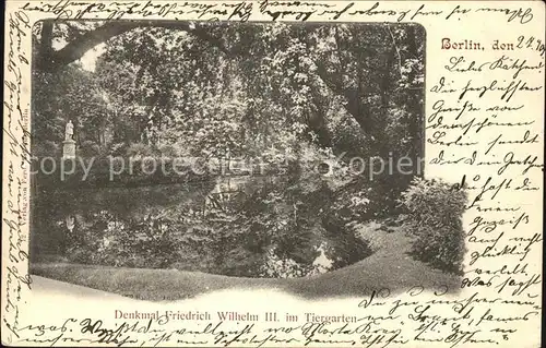 Berlin Denkmal Friedrich Wilhelm III im Tiergarten Kat. Berlin