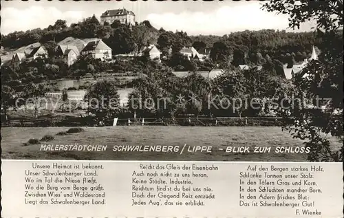 Schwalenberg Blick zum Schloss Gedicht F. Wienke Kat. Schieder Schwalenberg