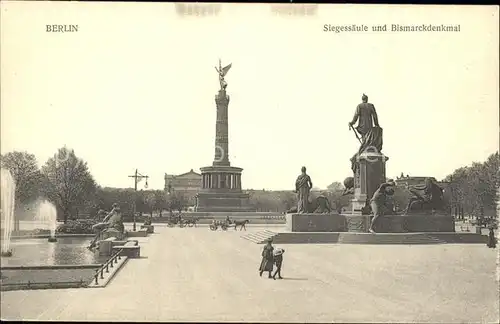Berlin Bismarck Denkmal und Siegessaeule Skulptur Fontaene Kat. Berlin