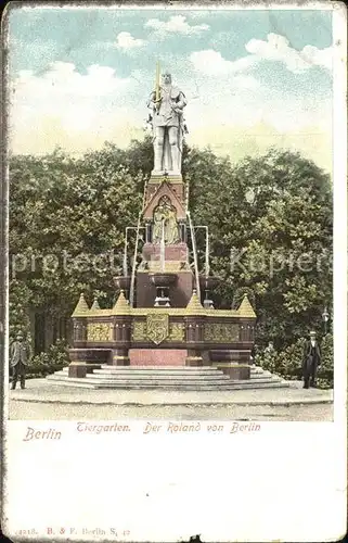 Berlin Der Roland von Berlin Rolandbrunnen Statue im Tiergarten Kat. Berlin