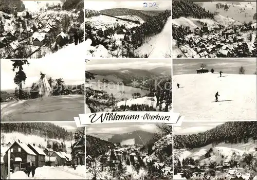 Wildemann Teilansichten Hoehenluftkurort im Winter Skifahrer Kat. Wildemann Harz