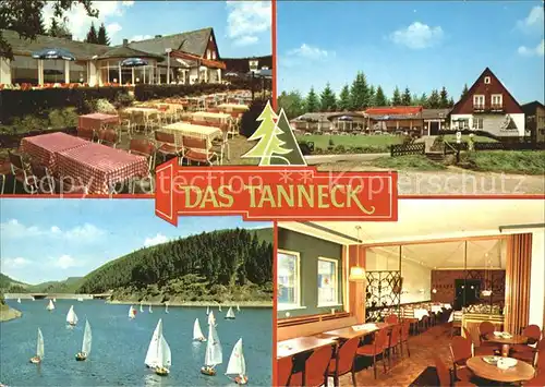 Schulenberg Oberharz Hotel Restaurant Das Tanneck Terrasse Okertalsperre Stausee Segelboot Kat. Schulenberg im Oberharz