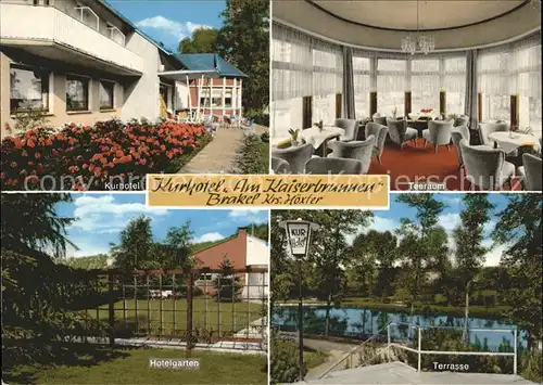 dg31699 Brakel Westfalen Kurhotel Am Kaiserbrunnen Hotelgarten Terrasse Teeraum Kategorie. Brakel Alte Ansichtskarten