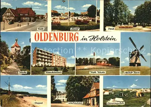 Oldenburg Holstein Eule Markt Park Windmuehle Katholische Kirche Krankenhaus Strand Weissenhaus Campingplatz Kat. Oldenburg in Holstein