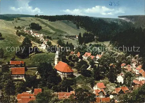 Wildemann Ortsansicht mit Kirche Hoehenluftkurort Kat. Wildemann Harz