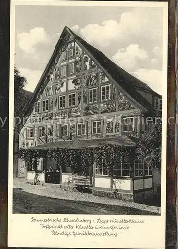 Schwalenberg Gasthof Kuenstlerklause anno 1801 Fassadenmalerei Kat. Schieder Schwalenberg