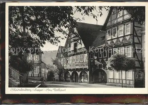 Schwalenberg Rathaus historisches Gebaeude Fachwerkhaus Schnitzereien Kat. Schieder Schwalenberg