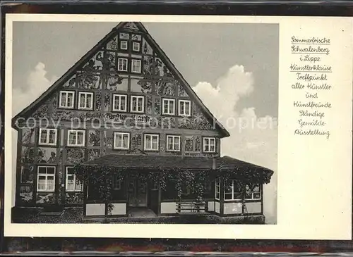Schwalenberg Gasthof Kuenstlerklause anno 1801 Fassadenmalerei Gemaeldeausstellung Kunst Kat. Schieder Schwalenberg