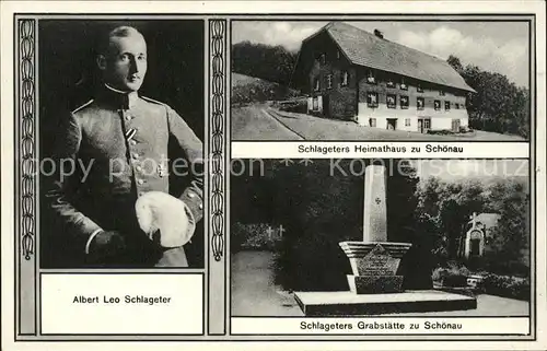 Schoenau Schwarzwald Heimathaus Grabstaette und Portraet von Albert Leo Schlageter Kat. Schoenau im Schwarzwald