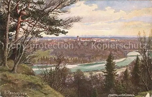 Gruenwald Muenchen Isartalpanorama Kuenstlerkarte / Gruenwald /Muenchen LKR