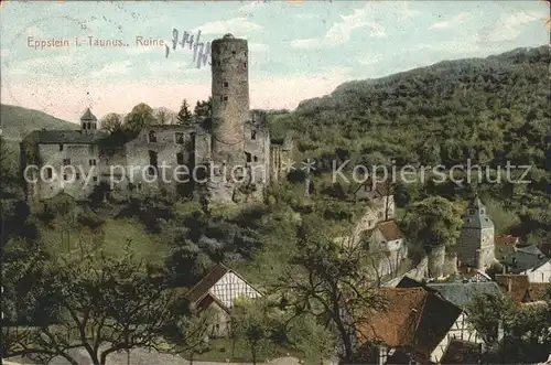 Eppstein Taunus Kuenstlerkarte Panorama mit Burg Kat. Eppstein