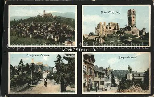 Koenigstein Taunus Ruine Koenigstein Panorama Frankfurter Strasse Kriegerdenkmal Kat. Koenigstein im Taunus