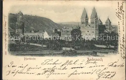 Andernach Panorama mit Pfarrkirche Reliefkarte Kat. Andernach
