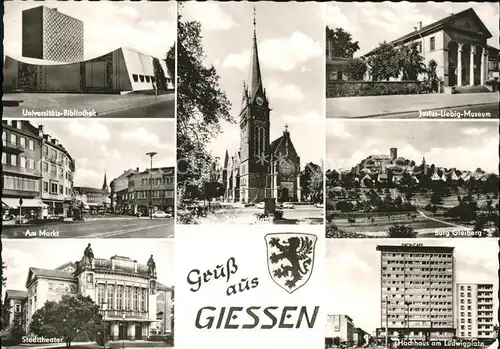 Giessen Lahn Universitaetsbibliothek Justus Liebig Museum Markt Johanneskirche Burg Gleiberg Stadttheater Hochhaus Ludwigsplatz / Giessen /Giessen LKR