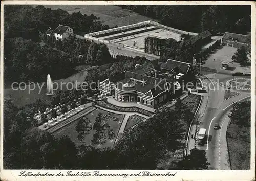 Ratingen Fliegeraufnahme Gaststaette Krummenweg und Schwimmbad Kat. Ratingen