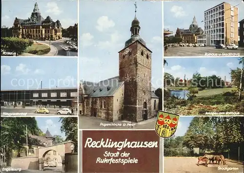 Recklinghausen Westfalen Rathaus Propsteikirche St Peter Stadthaus Bahnhof Anlagen Engelsburg Stadtgarten Kat. Recklinghausen