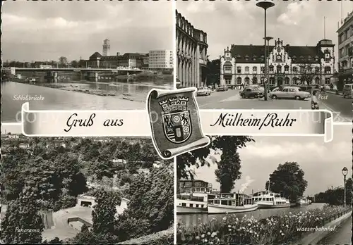 Muelheim Ruhr Schlossbruecke Post Panorama Wasserbahnhof Kat. Muelheim an der Ruhr
