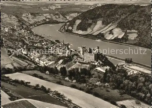 Oberwesel Rhein Fliegeraufnahme mit Ruine Schoenberg / Oberwesel /Rhein-Hunsrueck-Kreis LKR