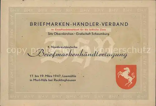 Marl Westfalen Briefmarkenhaendlertagung  Kat. Marl