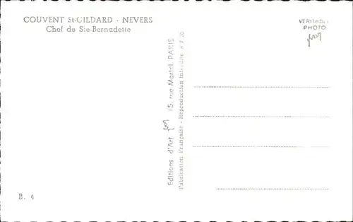 kk15835 Nevers Nievre Couvent Saint Gildard Chef de Sainte Bernadette Kloster Kategorie. Nevers Alte Ansichtskarten
