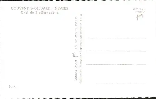 kk15837 Nevers Nievre Couvent Saint Gildard Chef de Sainte Bernadette Kloster Kategorie. Nevers Alte Ansichtskarten