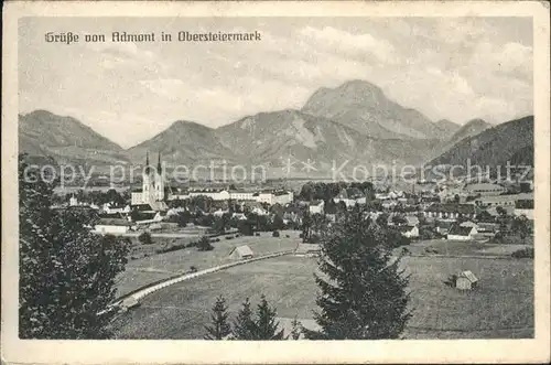 Admont Steiermark Gesamtansicht mit Alpenpanorama Kat. Admont