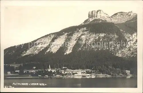 Altaussee Gesamtansicht vom See aus mit Loser Totes Gebirge Kat. Altaussee