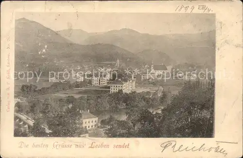 Leoben Blick ueber die Stadt Mur Bruecke Kat. Leoben