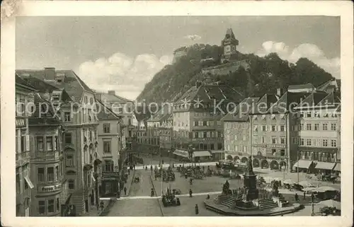 Graz Steiermark Hauptplatz Denkmal Schlossberg mit Uhrturm Kat. Graz