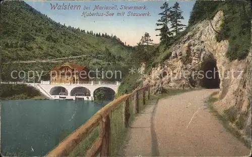 Mariazell Steiermark Walstern Hubertussee mit Stauwerk Tunnel Kat. Mariazell