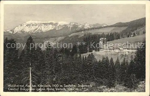 Alpl Gasthof Bruggraber Waldheimat gegen Hohe Veitsch Muerzsteger Alpen Kat. Krieglach