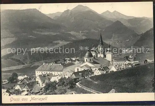 Mariazell Steiermark Teilansicht mit Basilika Alpenpanorama Kat. Mariazell