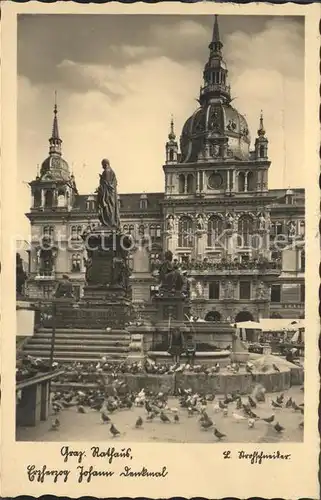 Graz Steiermark Rathaus Erzherzog Johann Denkmal Brunnen Kat. Graz