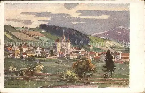 Mariazell Steiermark Ortsansicht mit Basilika Kuenstlerkarte Nr. 952 Kat. Mariazell