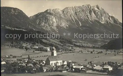 Groebming Steiermark Ortsansicht mit Kirche Grimming Dachsteingebirge Kat. Groebming