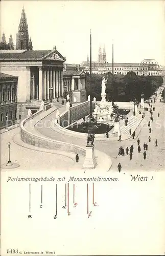 Wien Parlamentsgebaeude mit Monumentalbrunnen Kat. Wien