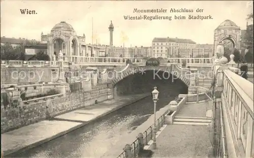 Wien Monumentaler Abschluss der Wiental Regulierung beim Stadtpark Kat. Wien