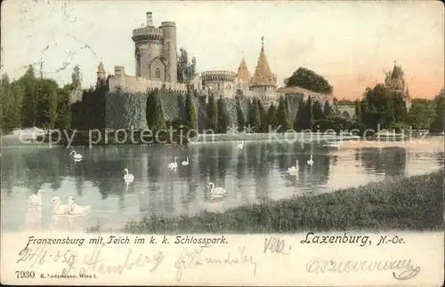 Laxenburg Franzensburg mit Teich im kk Schlosspark Kat. Laxenburg