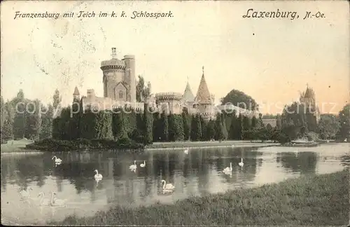 Laxenburg Franzensburg mit Teich im kk Schlosspark Kat. Laxenburg