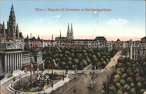 Wien Ring des 12ten Nov mit Reichtagsgebaeude Kat. Wien