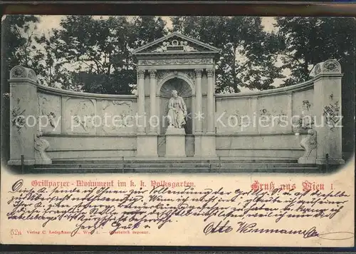 Wien Grillparzer Monument im kk Volksgarten Kat. Wien