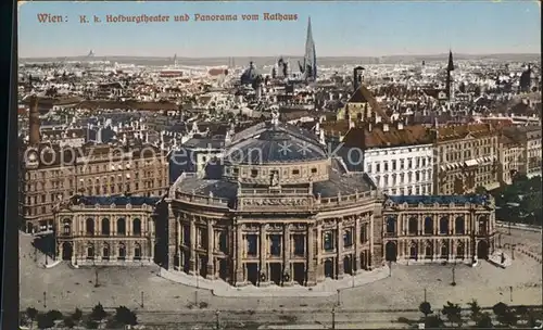 Wien KK Hofburgtheater und Panorama vom Rathaus Kat. Wien