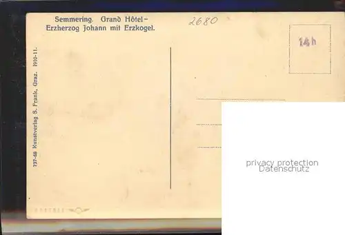 Semmering Niederoesterreich Grand Hotel Erzherzog Johann mit Erzkogel Kat. Semmering