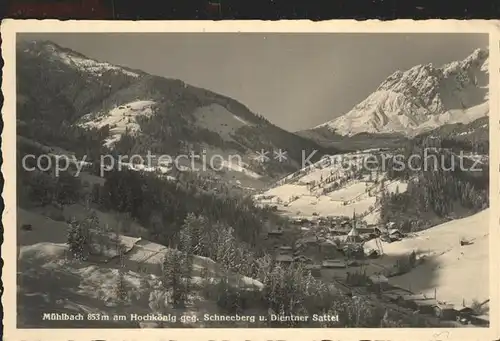 Muehlbach Hochkoenig mit Schneeberg und Dientner Sattel Kat. Muehlbach am Hochkoenig