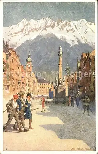 Innsbruck Maria Theresienstrasse Saeule Alpen Kuenstlerkarte Kat. Innsbruck