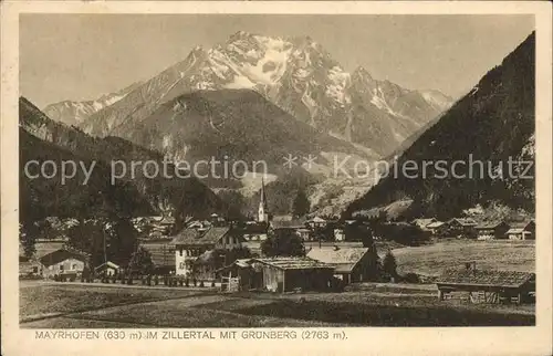 Mayrhofen Zillertal Panorama mit Gruenberg Kat. Mayrhofen