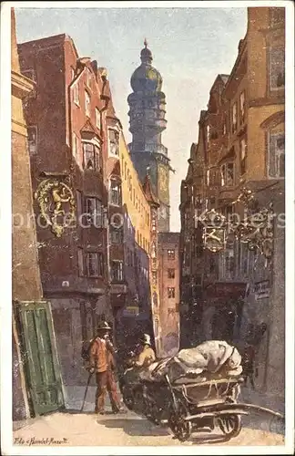 Innsbruck Seilergasse mit Stadtturm Kuenstlerkarte Kat. Innsbruck