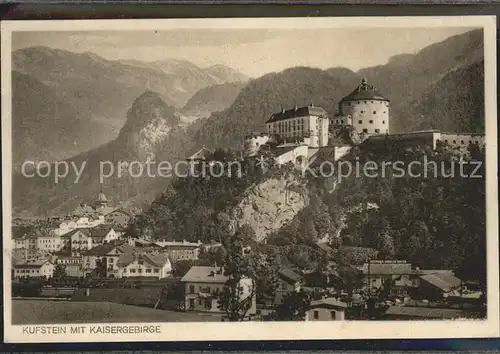 Kufstein Tirol Panorama mit Burg und Kaisergebirge Kat. Kufstein