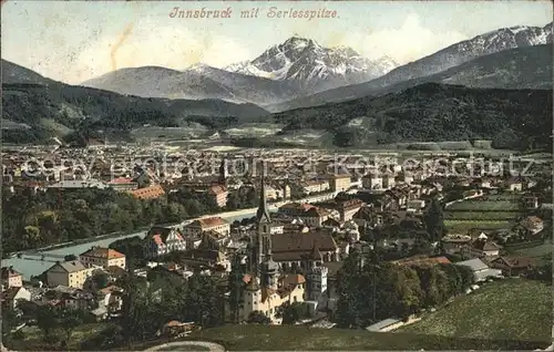 Innsbruck Panorama mit Inn und Serlesspitze Kat. Innsbruck